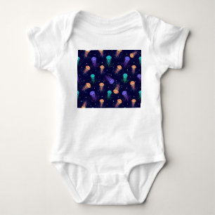 Body Para Bebê Mundo de águas-vivas submarinas: padrão brilhante.