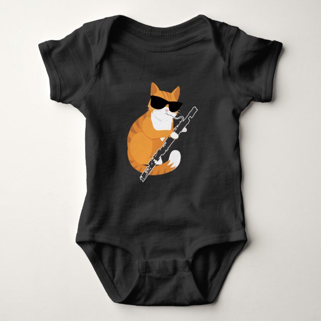Body Para Bebê Música Gato Sol Óculos Bassonianos Músico Bassoon (Frente)