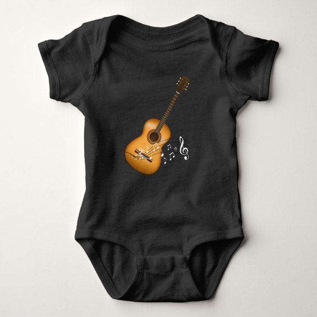 Body Para Bebê Músico de Notas Musicais do Aoustic Guitar Player (Frente)