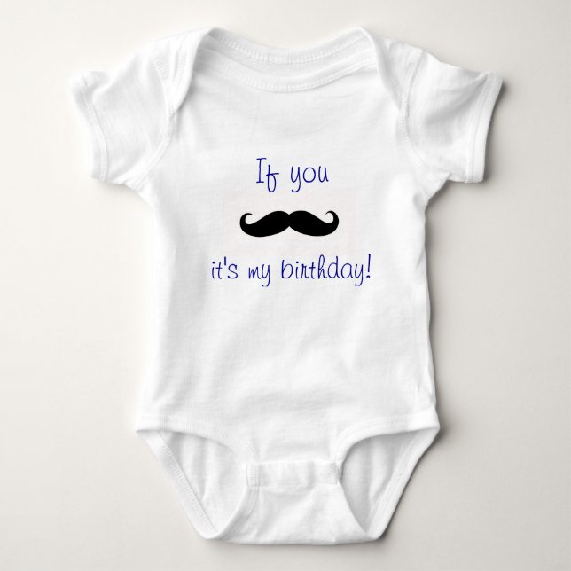 Body Para Bebê Mustache Birthday (Frente)