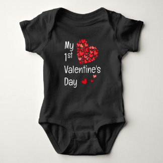 Body Para Bebê My 1st Valentine's Day Doodle Heart