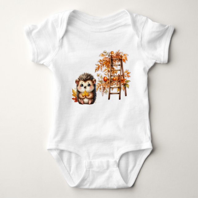 Body Para Bebê My First Autumn Outfit | Cute Hedgehog Bodysuit (Frente)
