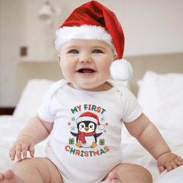 Body Para Bebê My First Christmas Cute Winter Christmas Penguin