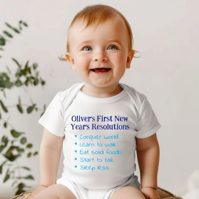 Body Para Bebê My First New Year's Resolutions, Baby Boy Funny    (Funny New Year Resolutions Bodysuit)