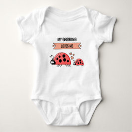 Body Para Bebê My Grandma loves me ladybugs peach