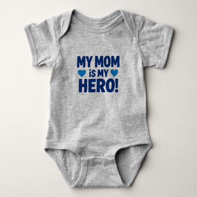 Body Para Bebê My Mom Is My Hero Baby Bodysuit - Cute MotCamiseta (Frente)