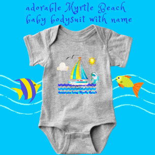 Body Para Bebê Myrtle Beach, SC Cute Sailboat, Sunshine e Gull