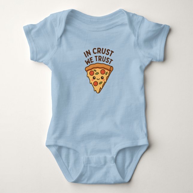 Body Para Bebê Na Crust Confiamos - Fatia de Pizza Kawaii Cute (Frente)