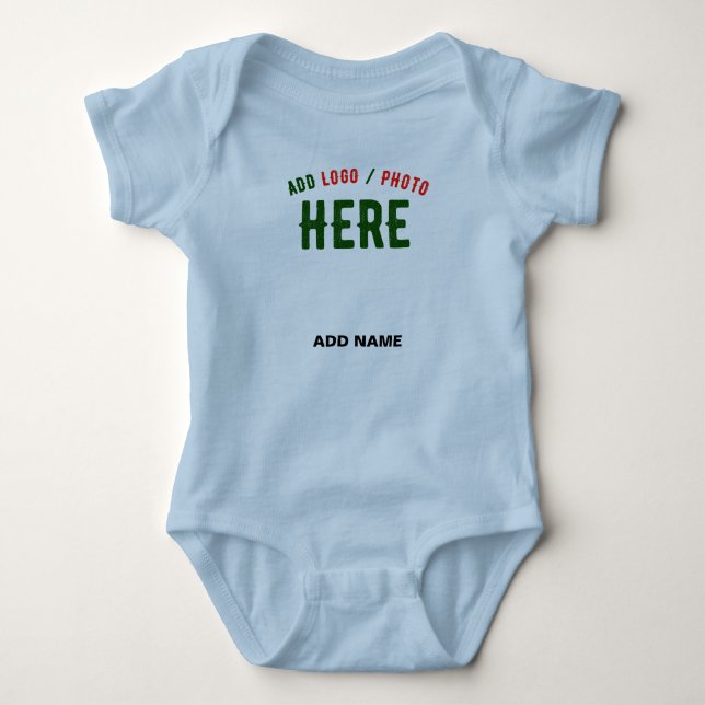 BODY PARA BEBÊ NA MODA MODERNO PERSONALIZADO AZUL VERIFICADO COM  (Frente)