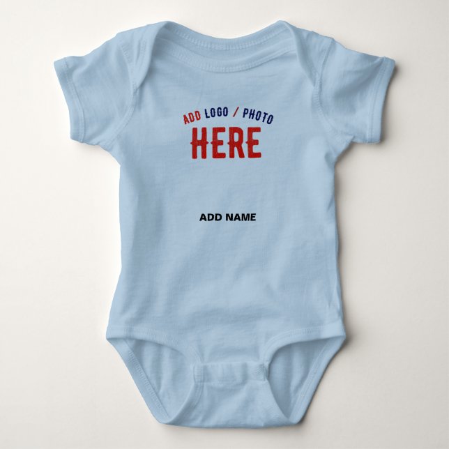BODY PARA BEBÊ NA MODA MODERNO PERSONALIZADO AZUL VERIFICADO COM  (Frente)