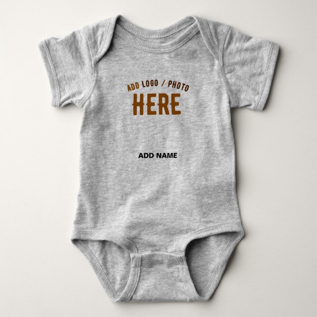 BODY PARA BEBÊ NA MODA MODERNO PERSONALIZÁVEL DE CINZAS HEATHER C (Frente)