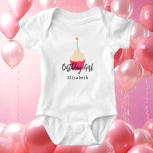 Body Para Bebê Na moda moderno - primeiro aniversario de Menina B