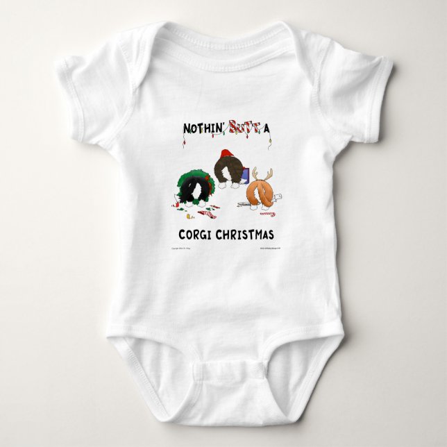 Body Para Bebê Nada termina um Natal do Corgi (Frente)