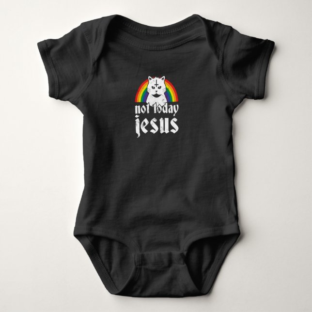 Body Para Bebê Não Hoje Jesus Hoodie Rainbow Satanás Cat Gótico C (Frente)