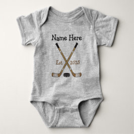 Body Para Bebê Nascer de Nascimento do Bebê de Hockey Personaliza