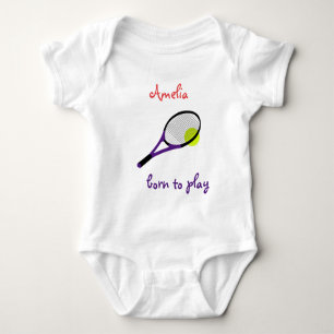 Body Para Bebê Nascer para jogar, Tênis Ball e Racquet, Personali