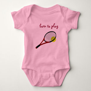 Body Para Bebê Nascer para jogar, Tênis Ball e Racquet, Tendy Pin