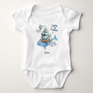 Body Para Bebê Nascido para Brilhar no Oceano Personalizável