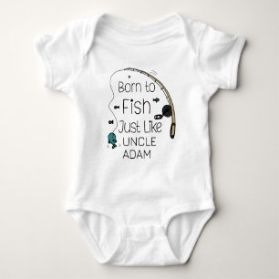 Body Para Bebê Nascido para Pescar Assim Como o Tio - Angler Fofo