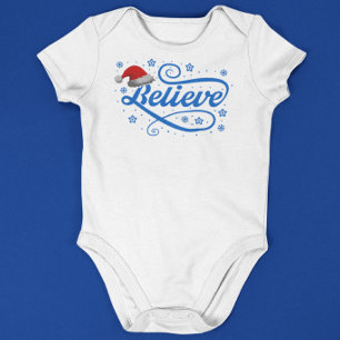 Body Para Bebê Natal Acredita no Pai Natal - Papai Noel Branco