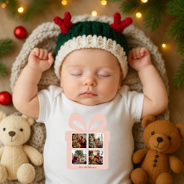Body Para Bebê Natal Cor-de-Rosa Moderno Personalizado