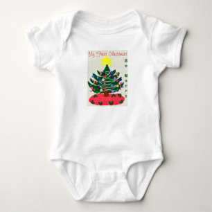 Body Para Bebê Natal da Bebê com Árvore de Natal Alegria