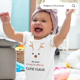 Body Para Bebê Natal da Família Branca de Bebê Cutie Claus, 1rua