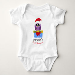 Body Para Bebê Natal de Bebê Personalizável Coruja Roxa