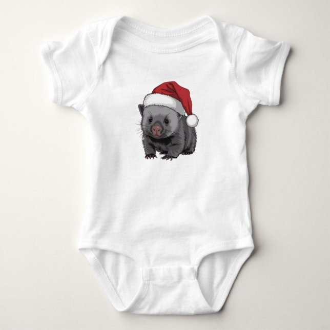 Body Para Bebê Natal do Bebê Wombat (Frente)