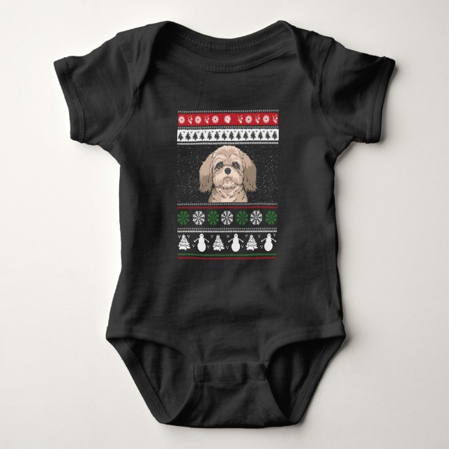 Body Para Bebê Natal do Shih Tzu (Frente)