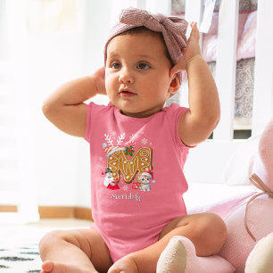 Body Para Bebê Natal Família Santa Hat Gingerpão Alphabet M