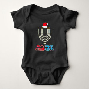 Body Para Bebê Natal Hanukkah Papais noeis Judeus Menorah Natal