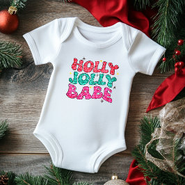 Body Para Bebê Natal Holly Alegre Bebê Moderno Glitter Script