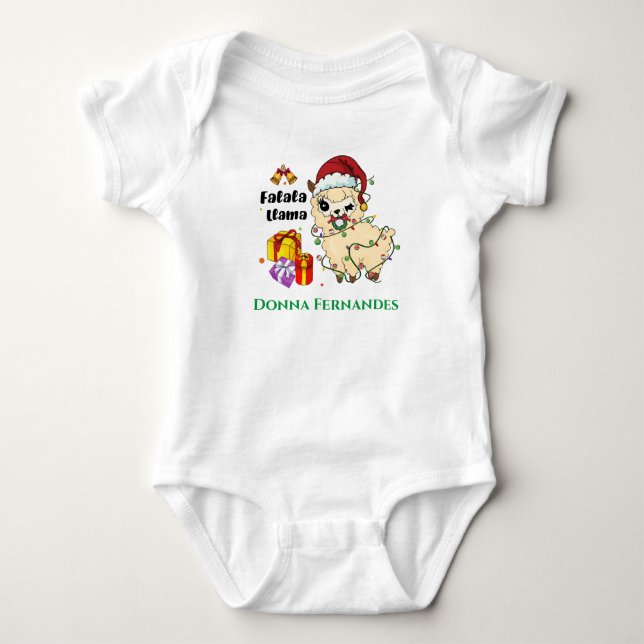 Body Para Bebê Natal Llama Bebê Bonitinho (Frente)