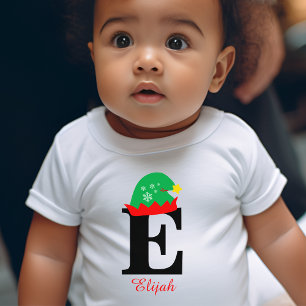 Body Para Bebê Natal monograma, personalizar com nome branco