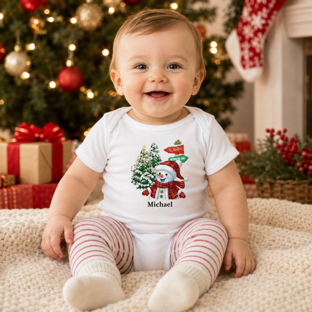 Body Para Bebê Natal Personalizado de Inverno com Boneco de Neve (Criador carregado)