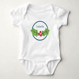 Body Para Bebê Natal Personalizado Holly & Berries
