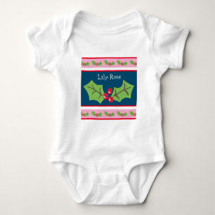 Body Para Bebê Natal Personalizado Holly & Berries