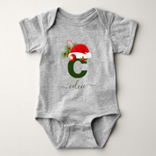 Body Para Bebê Natal personalizado simples do Monograma personali