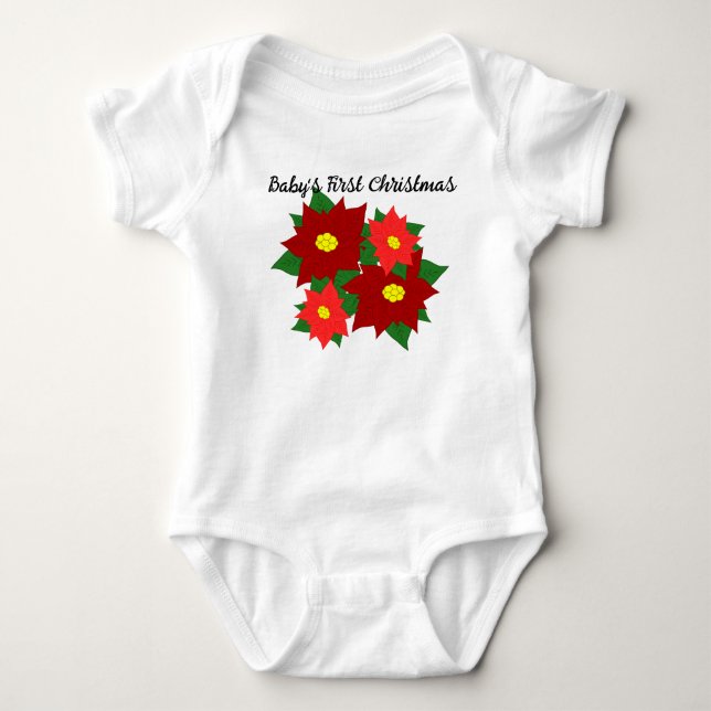 Body Para Bebê Natal Poinsettias (Frente)
