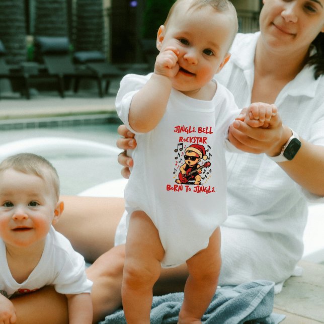 Body Para Bebê Natal Rockstar do Sino de Jingle (Criador carregado)