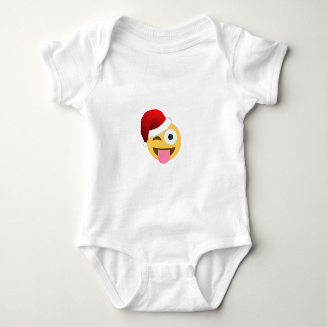 Body Para Bebê natal santa claus winking emoji (Frente)