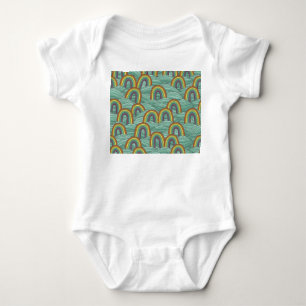 Body Para Bebê Natureza Arco-Íris: Composição Vintage Desenhada À