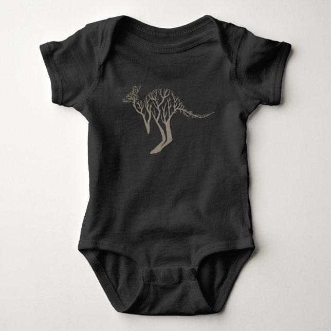 Body Para Bebê Natureza Artística da Austrália Árvore Canguru Out (Frente)
