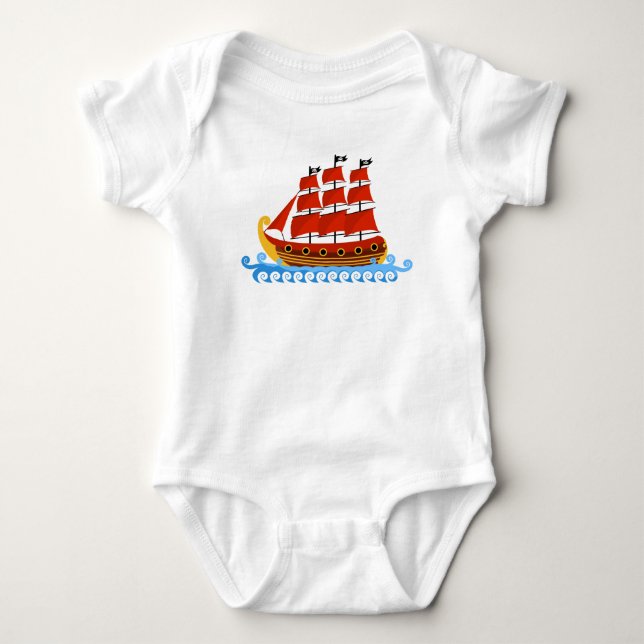 Body Para Bebê Nave Viking Cute e Escudo (Frente)