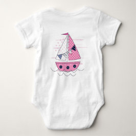 Body Para Bebê Navegar Navio Feminino Olho de Boi Rosa Branco Bol