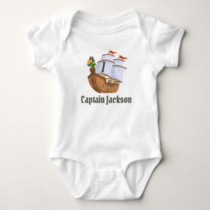 Body Para Bebê Navio Pirata Primeiro Aniversário Nome & Idade