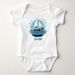 Body Para Bebê Navio-vela azul-cúmulo