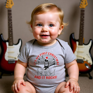 Body Para Bebê 🎵 🎸 🎄 negro da Da Vinci Rocking X-mas do 
