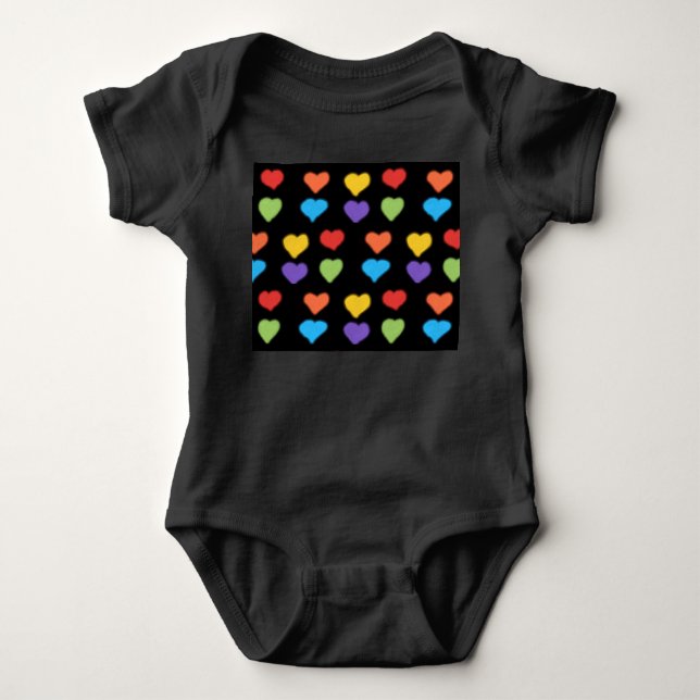 Body Para Bebê Neon Hearts Baby Bodyfit (Black Multi) (Frente)